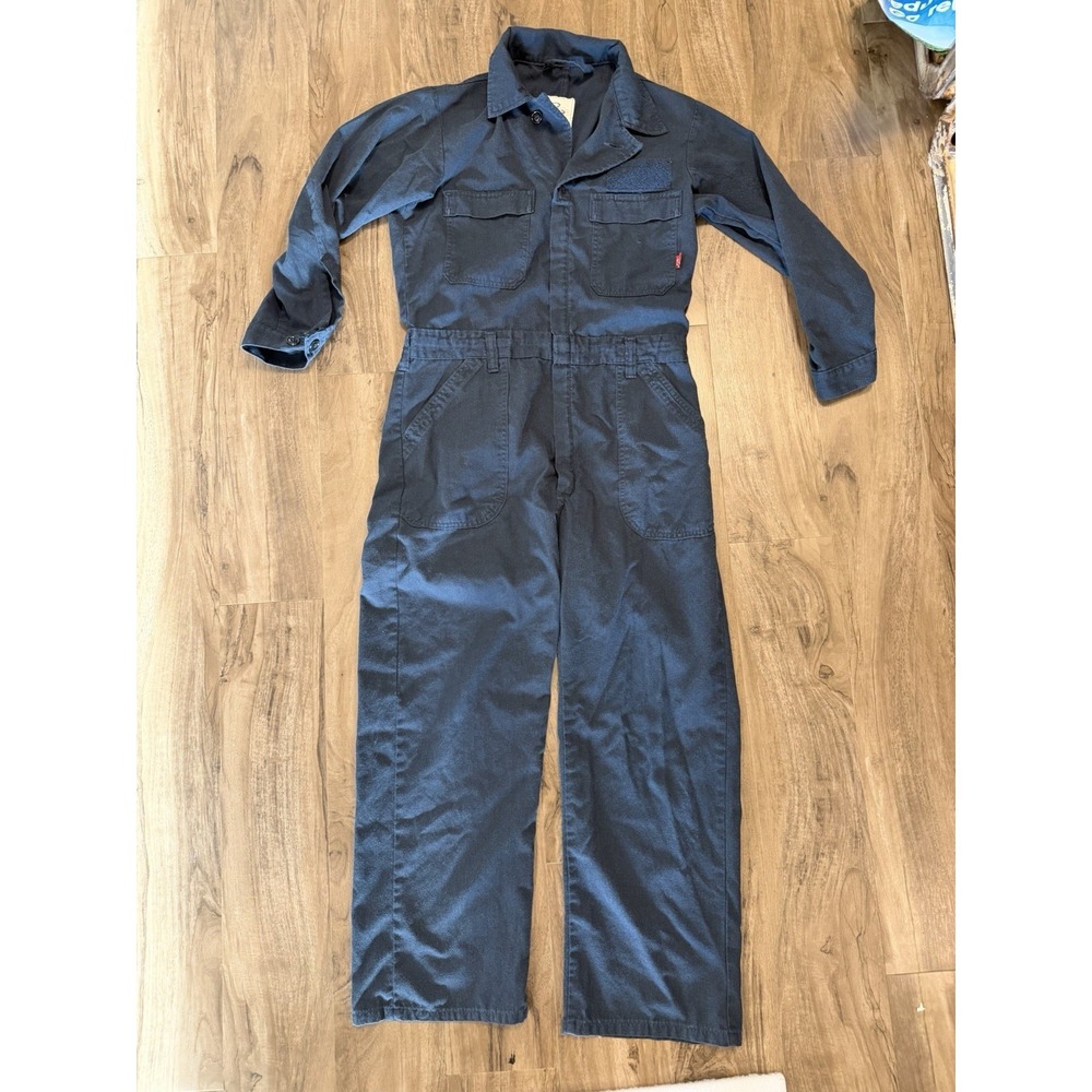 US Military FR Flame Resistant Utility Coveralls Mens 40S Navy Blue Mechanic